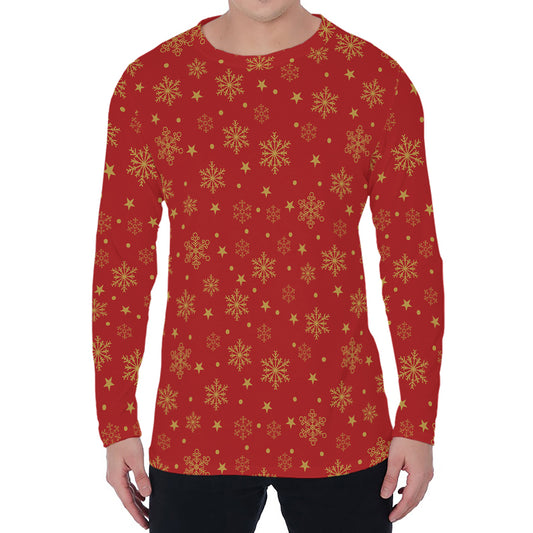 Christmas Snowflakes And Stars Print Men's Long Sleeve T-Shirt