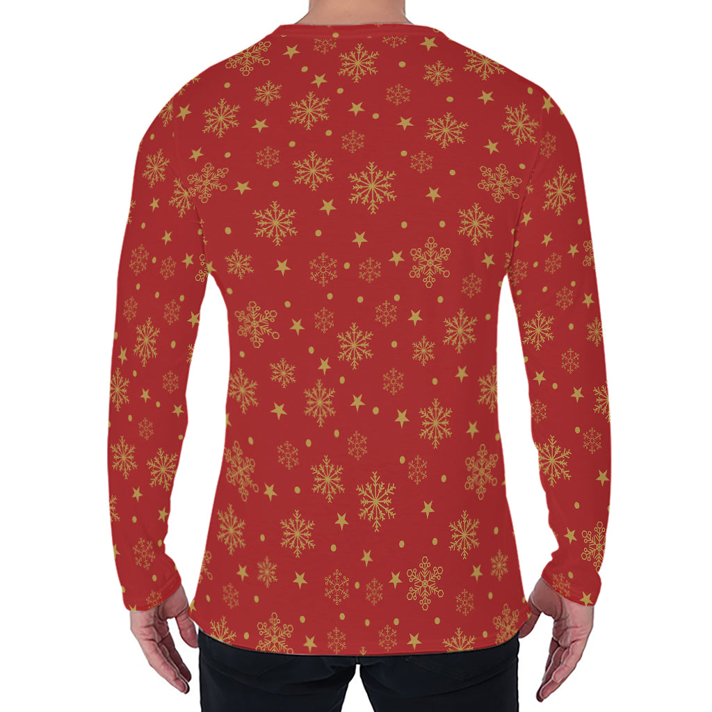 Christmas Snowflakes And Stars Print Men's Long Sleeve T-Shirt