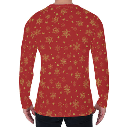 Christmas Snowflakes And Stars Print Men's Long Sleeve T-Shirt