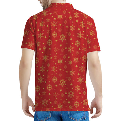 Christmas Snowflakes And Stars Print Men's Polo Shirt