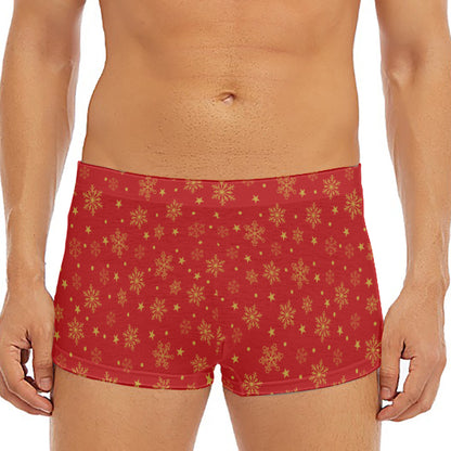 Christmas Snowflakes And Stars Print Men's Short Boxer Briefs