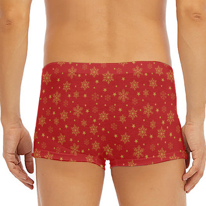 Christmas Snowflakes And Stars Print Men's Short Boxer Briefs
