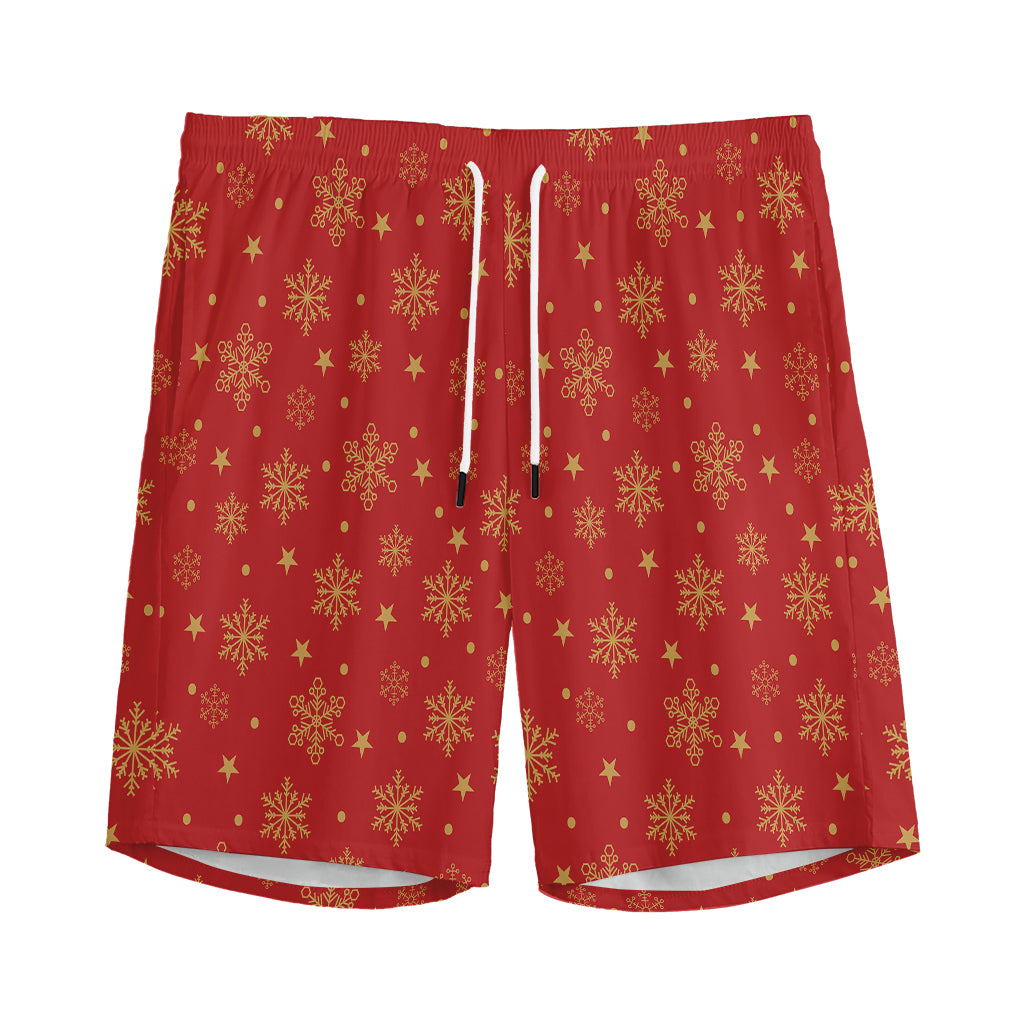 Christmas Snowflakes And Stars Print Men's Sports Shorts