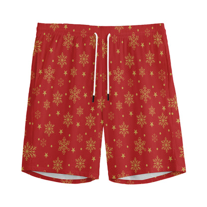 Christmas Snowflakes And Stars Print Men's Sports Shorts