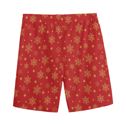 Christmas Snowflakes And Stars Print Men's Sports Shorts
