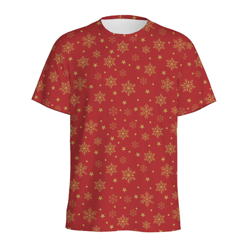 Christmas Snowflakes And Stars Print Men's Sports T-Shirt
