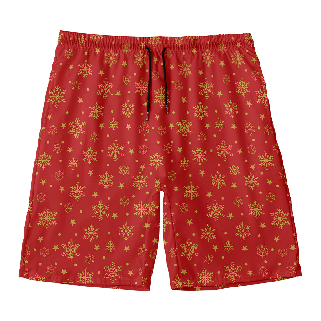 Christmas Snowflakes And Stars Print Men's Swim Trunks