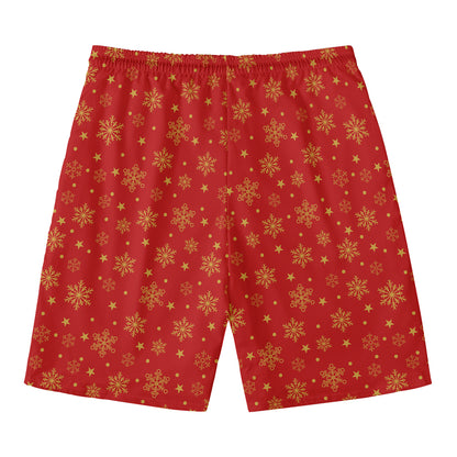 Christmas Snowflakes And Stars Print Men's Swim Trunks