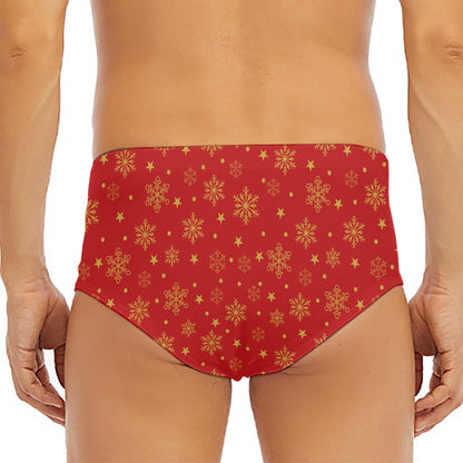 Christmas Snowflakes And Stars Print Men's Triangle Swim Briefs