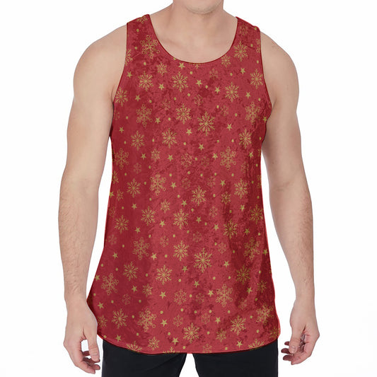 Christmas Snowflakes And Stars Print Men's Velvet Tank Top