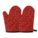 Christmas Snowflakes And Stars Print Oven Mitts