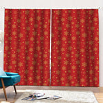 Christmas Snowflakes And Stars Print Pencil Pleat Curtains