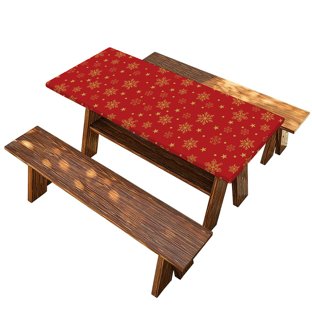 Christmas Snowflakes And Stars Print Picnic Table Cover