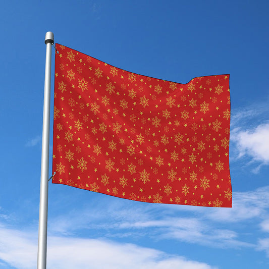 Christmas Snowflakes And Stars Print Polyester Flag