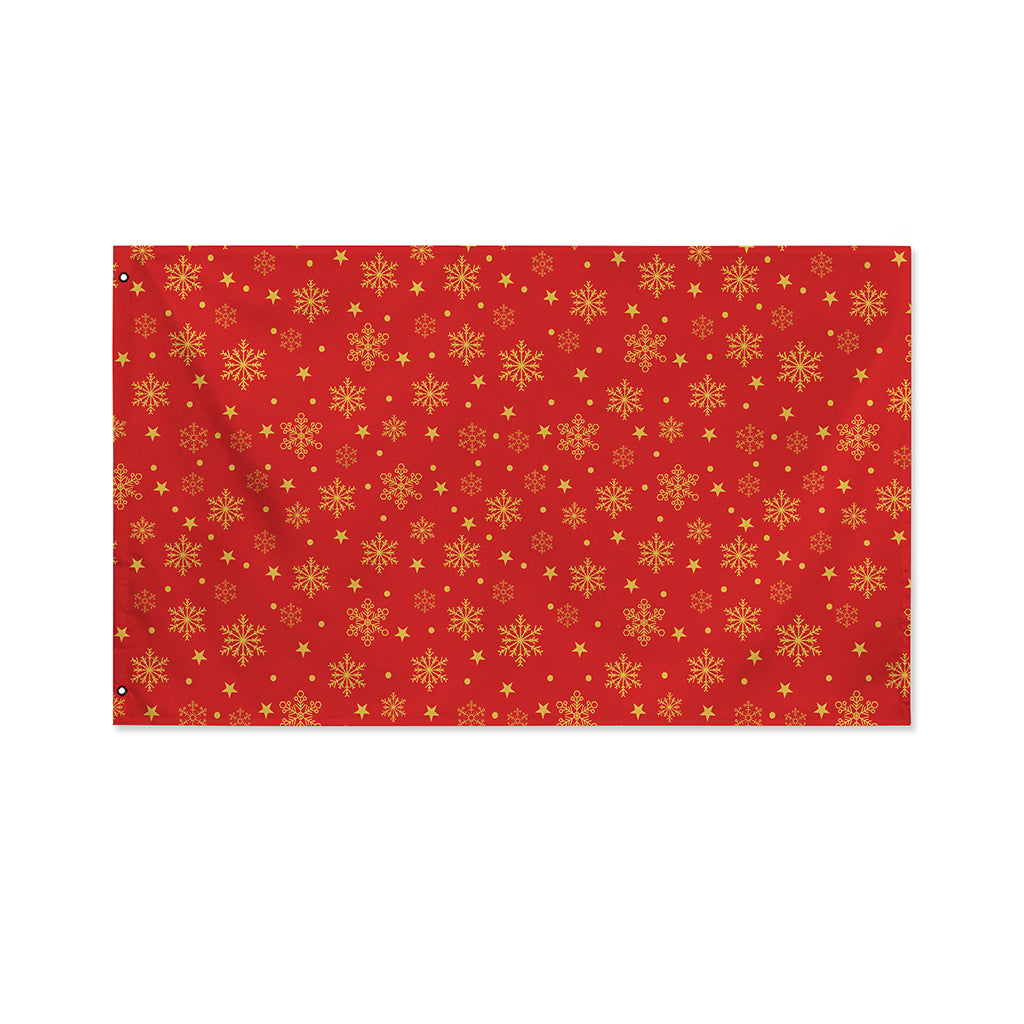 Christmas Snowflakes And Stars Print Polyester Flag