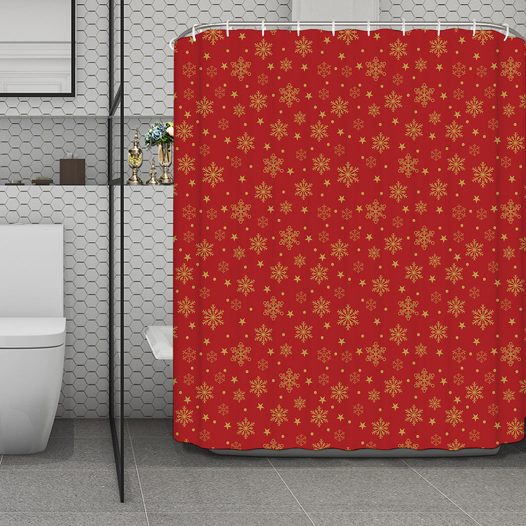 Christmas Snowflakes And Stars Print Polyester Shower Curtain