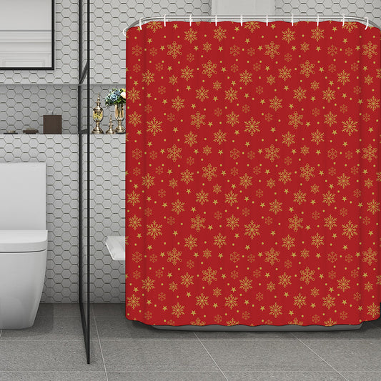 Christmas Snowflakes And Stars Print Polyester Shower Curtain