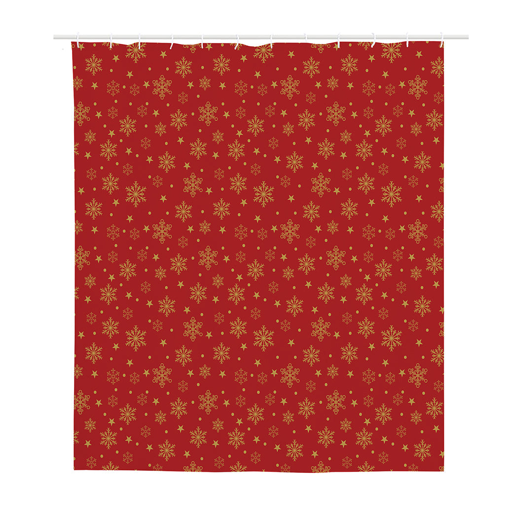 Christmas Snowflakes And Stars Print Polyester Shower Curtain
