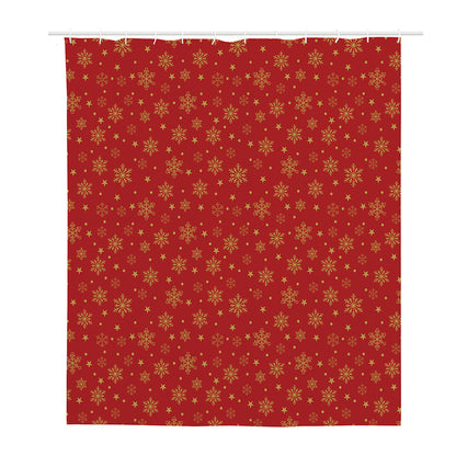 Christmas Snowflakes And Stars Print Polyester Shower Curtain