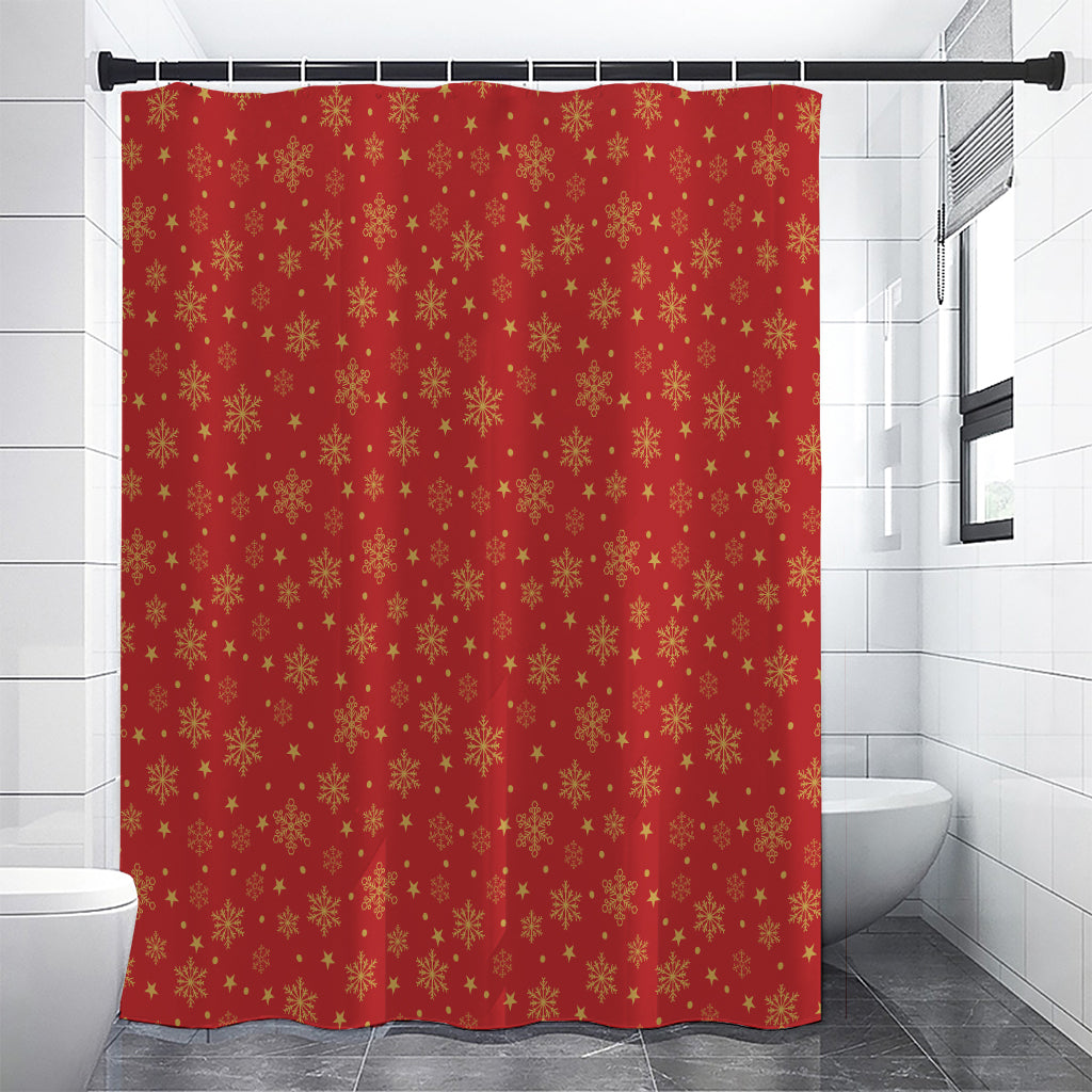 Christmas Snowflakes And Stars Print Premium Shower Curtain