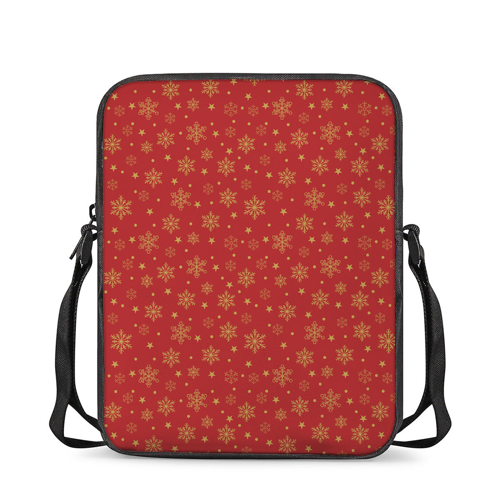 Christmas Snowflakes And Stars Print Rectangular Crossbody Bag