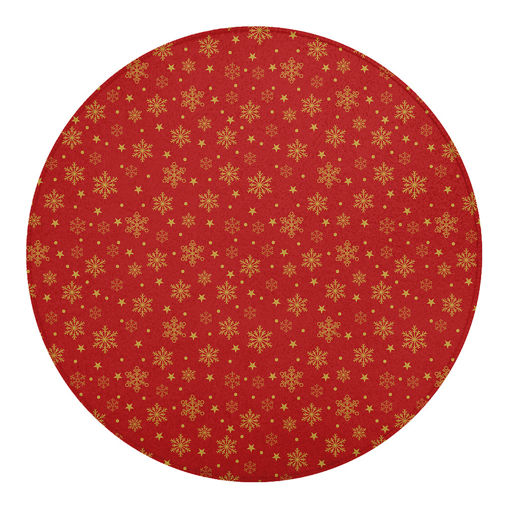 Christmas Snowflakes And Stars Print Round Blanket