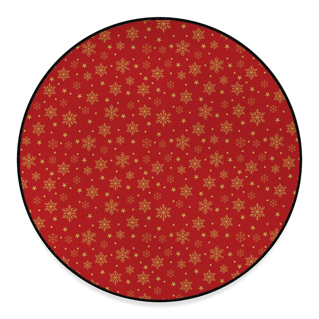 Christmas Snowflakes And Stars Print Round Floor Mat