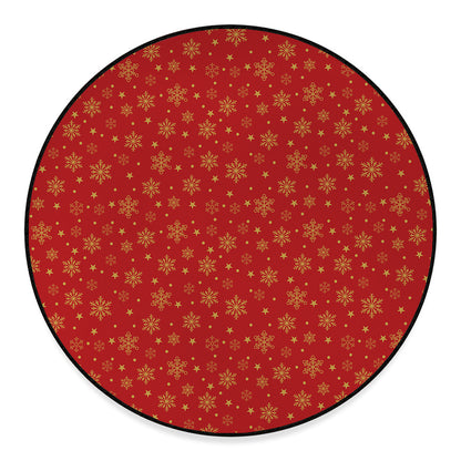 Christmas Snowflakes And Stars Print Round Floor Mat