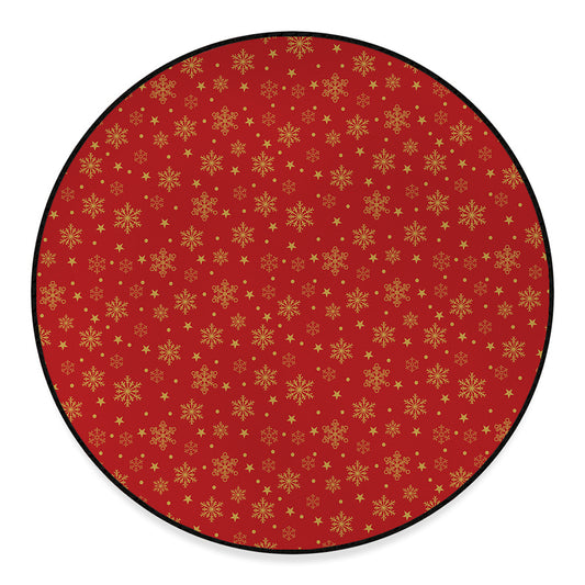Christmas Snowflakes And Stars Print Round Floor Mat