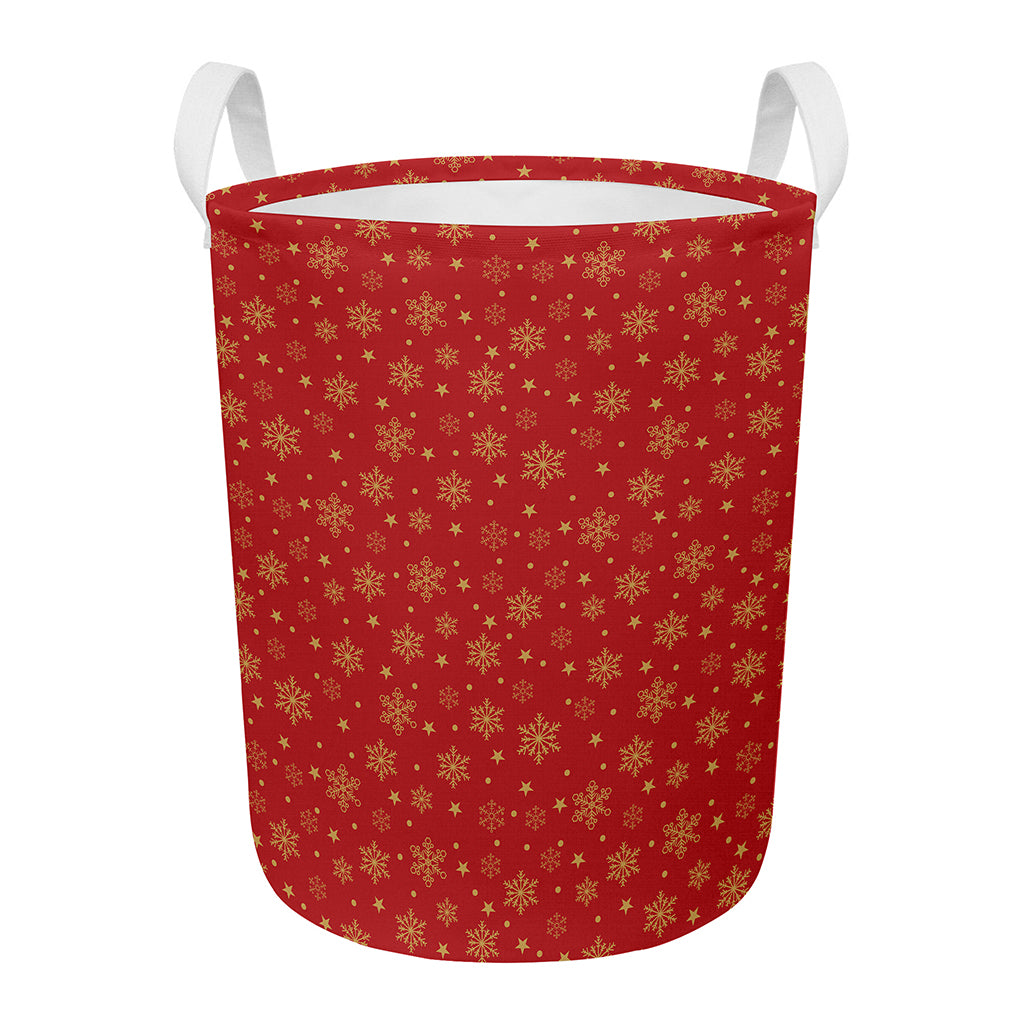 Christmas Snowflakes And Stars Print Round Laundry Basket