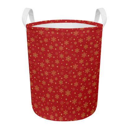 Christmas Snowflakes And Stars Print Round Laundry Basket