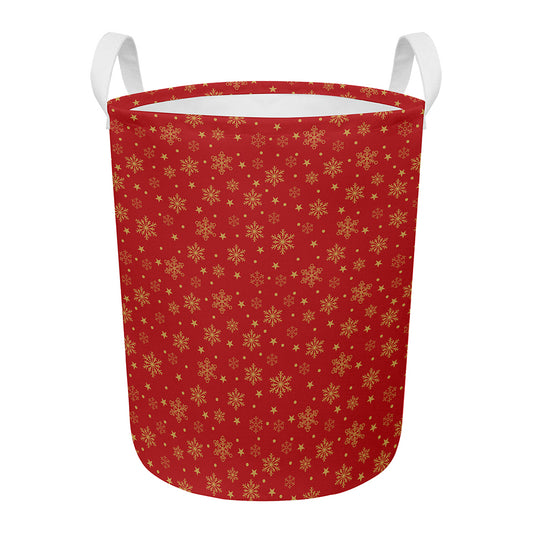 Christmas Snowflakes And Stars Print Round Laundry Basket