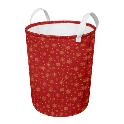 Christmas Snowflakes And Stars Print Round Laundry Basket