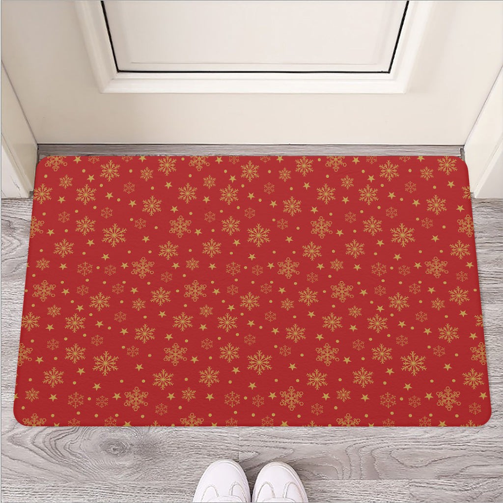 Christmas Snowflakes And Stars Print Rubber Doormat