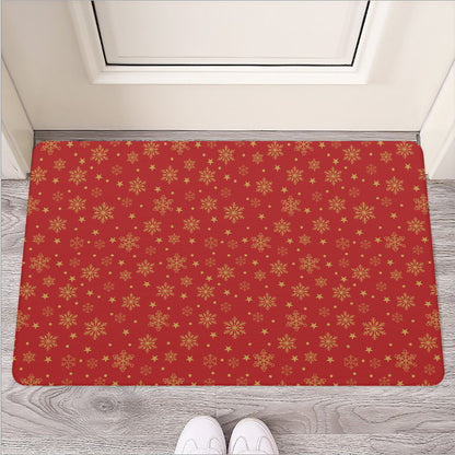 Christmas Snowflakes And Stars Print Rubber Doormat