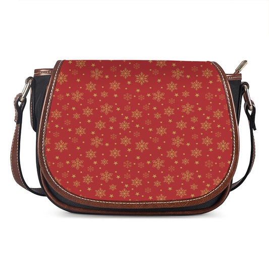 Christmas Snowflakes And Stars Print Saddle Bag