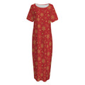 Christmas Snowflakes And Stars Print Short Sleeve Long Nightdress