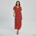 Christmas Snowflakes And Stars Print Short Sleeve Maxi Dress