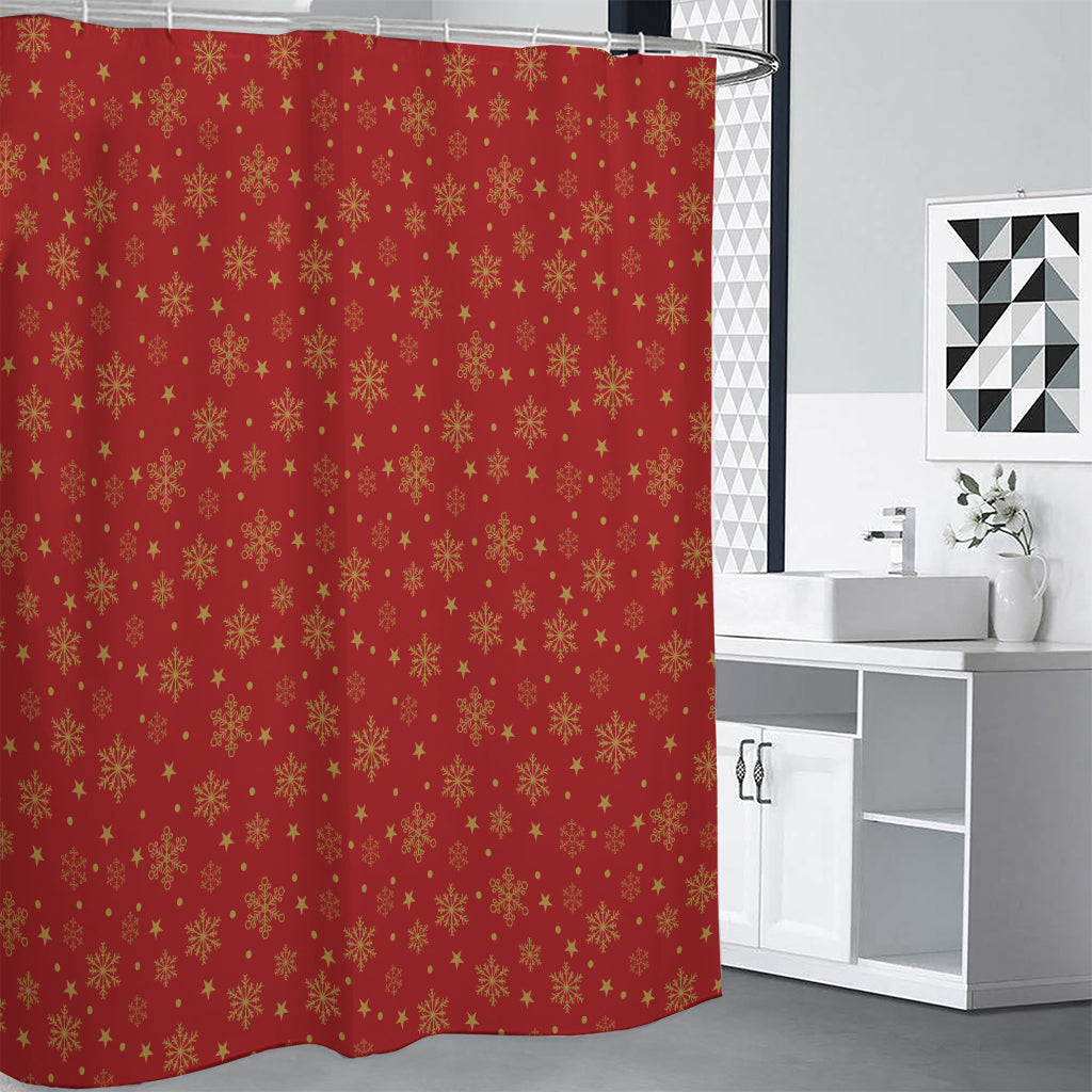 Christmas Snowflakes And Stars Print Shower Curtain