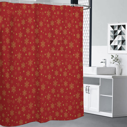 Christmas Snowflakes And Stars Print Shower Curtain