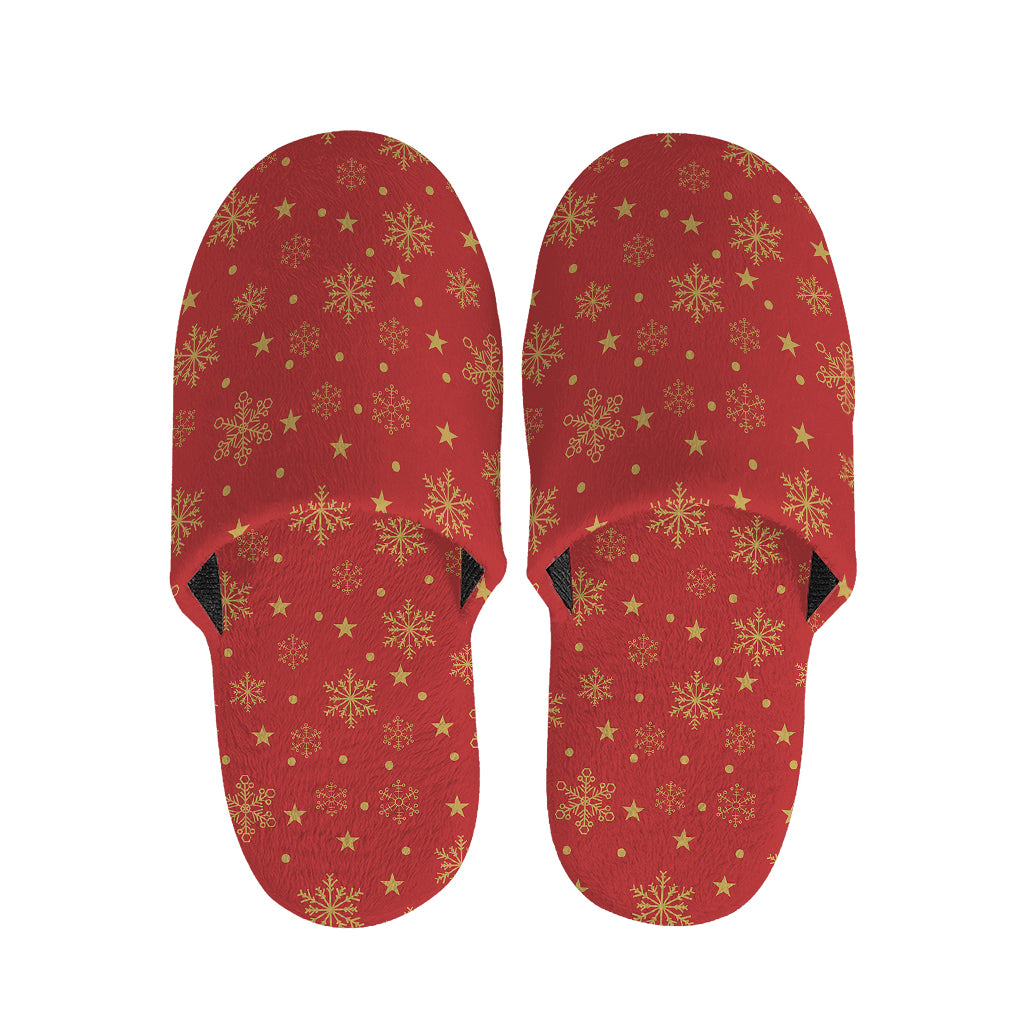 Christmas Snowflakes And Stars Print Slippers