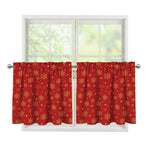 Christmas Snowflakes And Stars Print Tier Curtains
