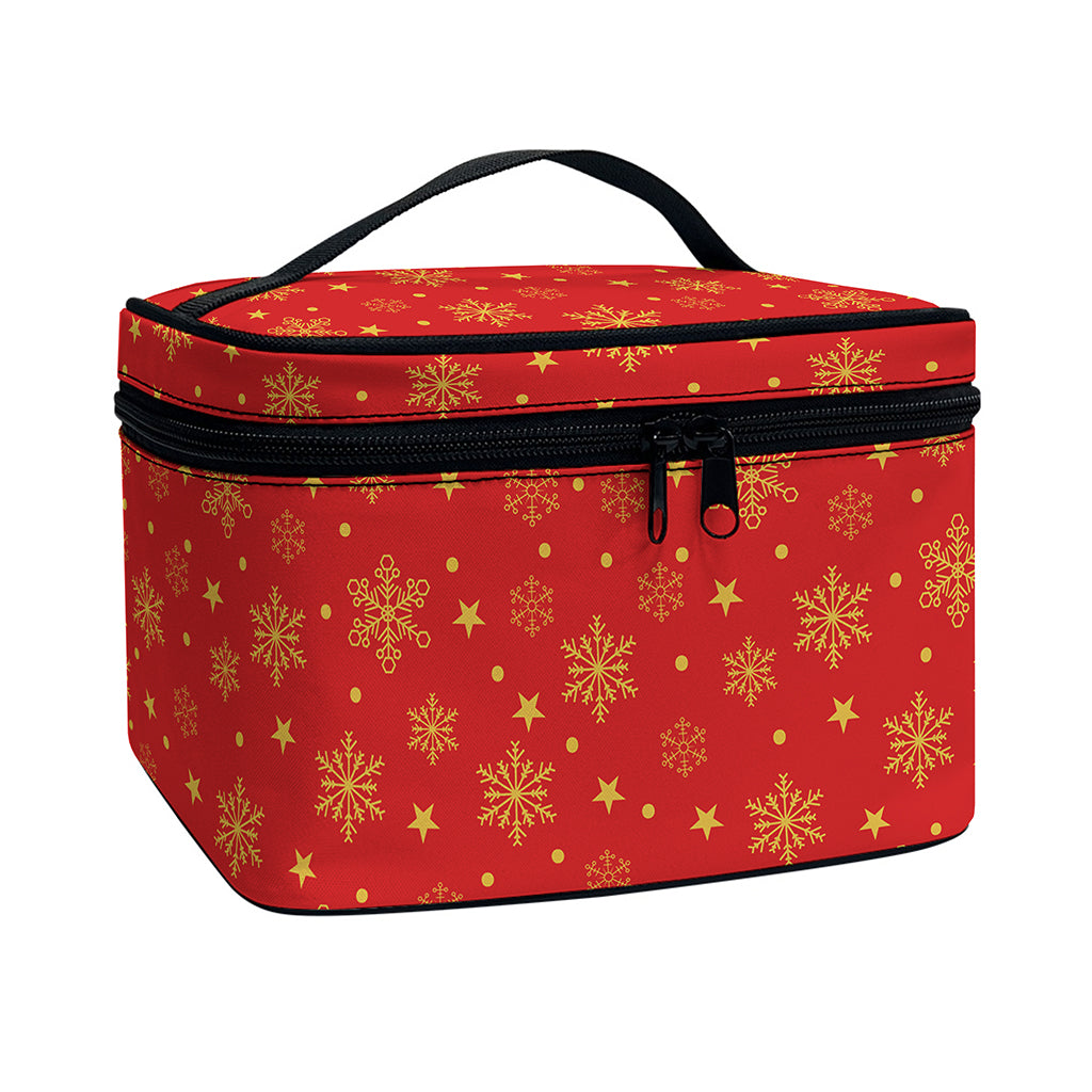 Christmas Snowflakes And Stars Print Travel Makeup Bag