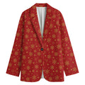 Christmas Snowflakes And Stars Print Women's Cotton Blazer