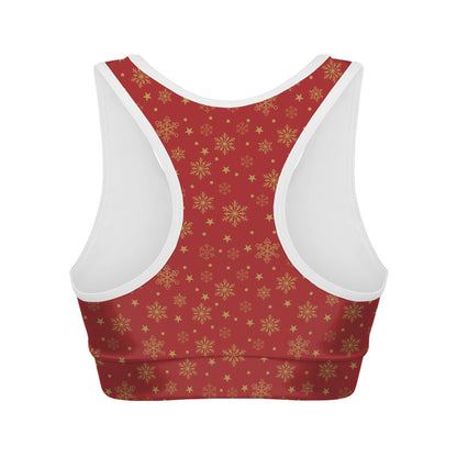 Christmas Snowflakes And Stars Print Women's Sports Bra
