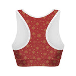 Christmas Snowflakes And Stars Print Women's Sports Bra