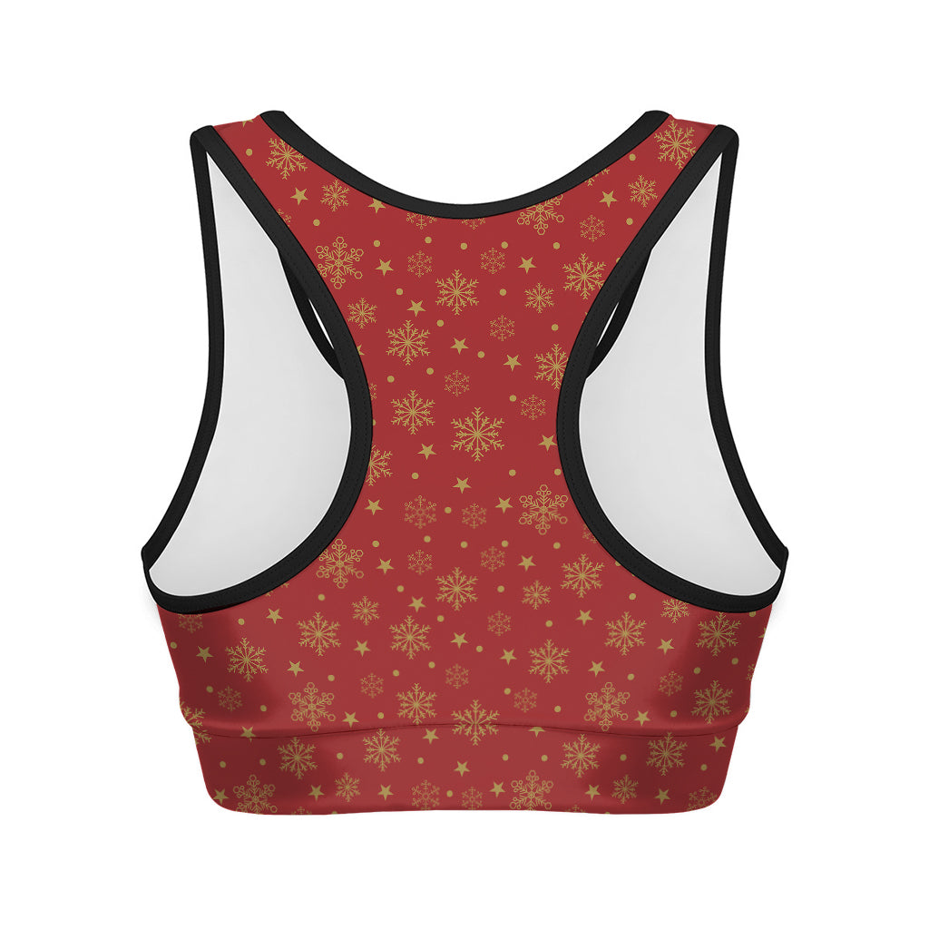 Christmas Snowflakes And Stars Print Women's Sports Bra