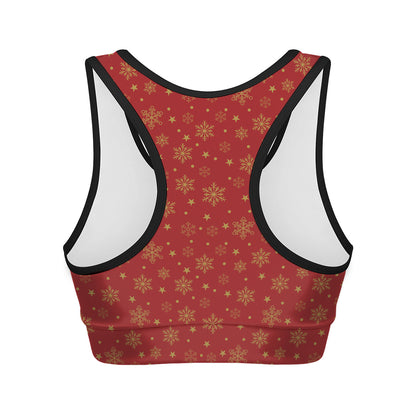Christmas Snowflakes And Stars Print Women's Sports Bra