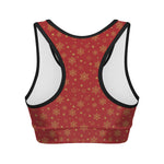 Christmas Snowflakes And Stars Print Women's Sports Bra