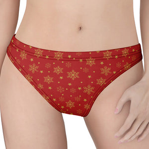 Christmas Snowflakes And Stars Print Women's Thong